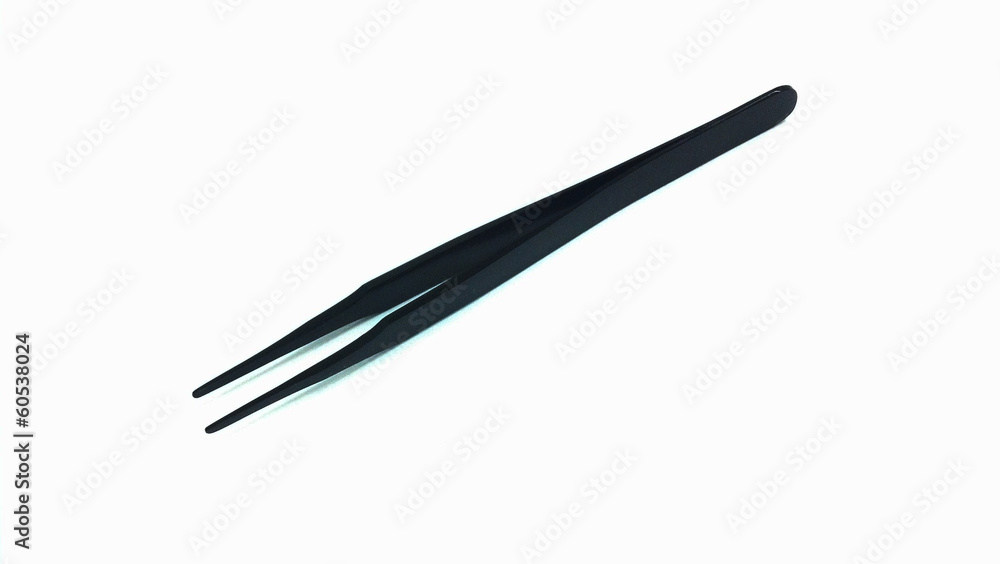 Black tweezers Isolated on White background stock photo Black tweezers Isolated on White background stock photo