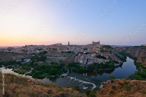 The historic city of Toledo at dusk in Spain