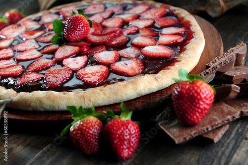 Strawberry and chocolate pizza