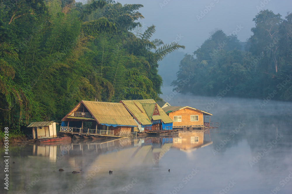Floating house on the river Kwai, Kanchanaburi Floating house on the river Kwai, Kanchanaburi