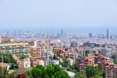 Cityscape view from the Park Guell in Barcelona, Spain