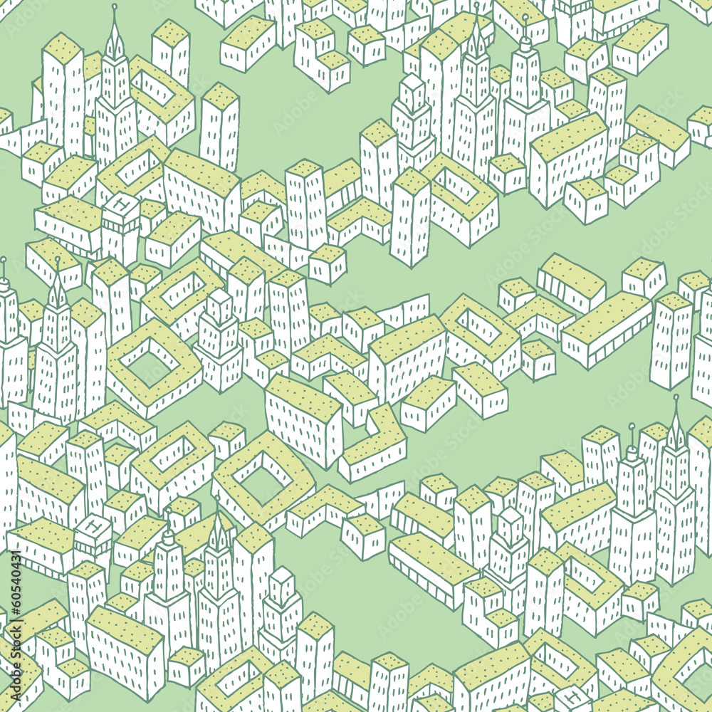 Modern Green City seamless pattern Modern Green City seamless pattern