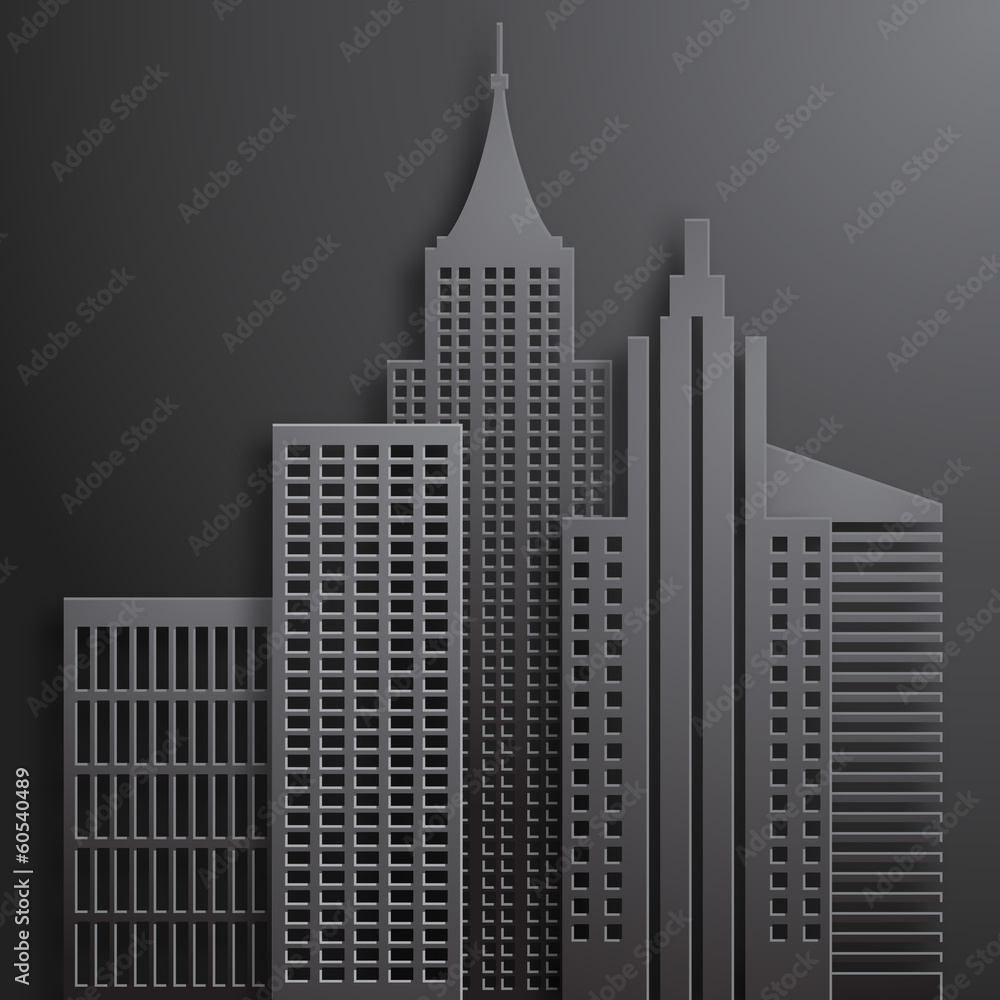 Abstract 3D Paper  Black Skyscrapers