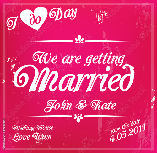 Wedding invitation template pink card