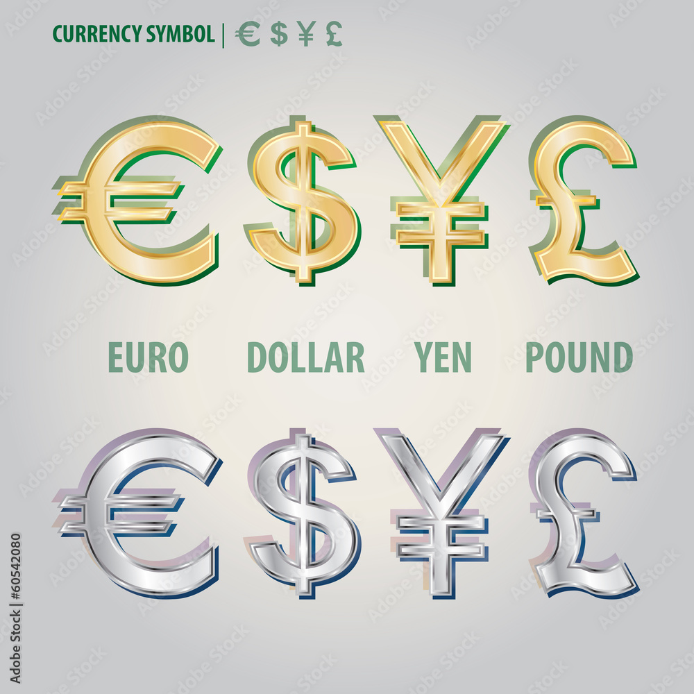 Currency Symbol of Dollar Euro Yen and Pound Vector Currency Symbol of Dollar Euro Yen and Pound Vector