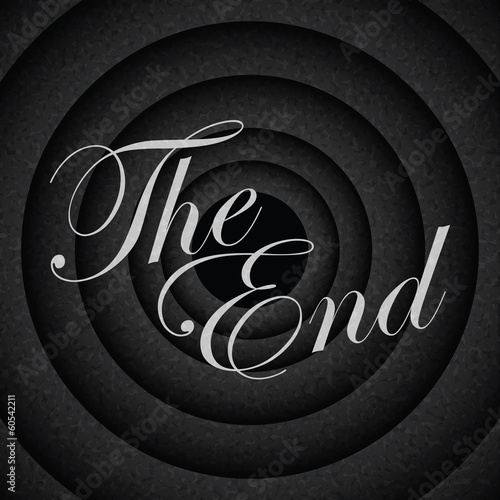 Background with dark circles, vintage style. Movie ending screen