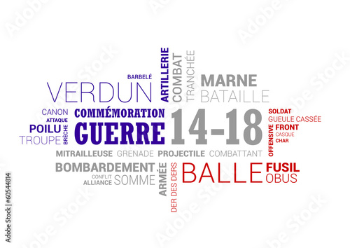 Nuage de mots - guerre 1914 - 1918 bleu blanc rouge