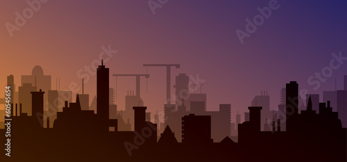 silhouette of town