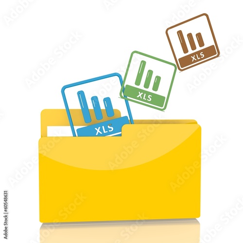 file folder with three xls symbol