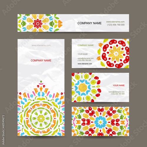 Business cards design with colorful ornament