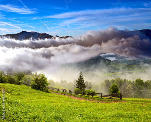 Obraz na płótnie Evening landscape in the mountains. Ukraine. w salonie
