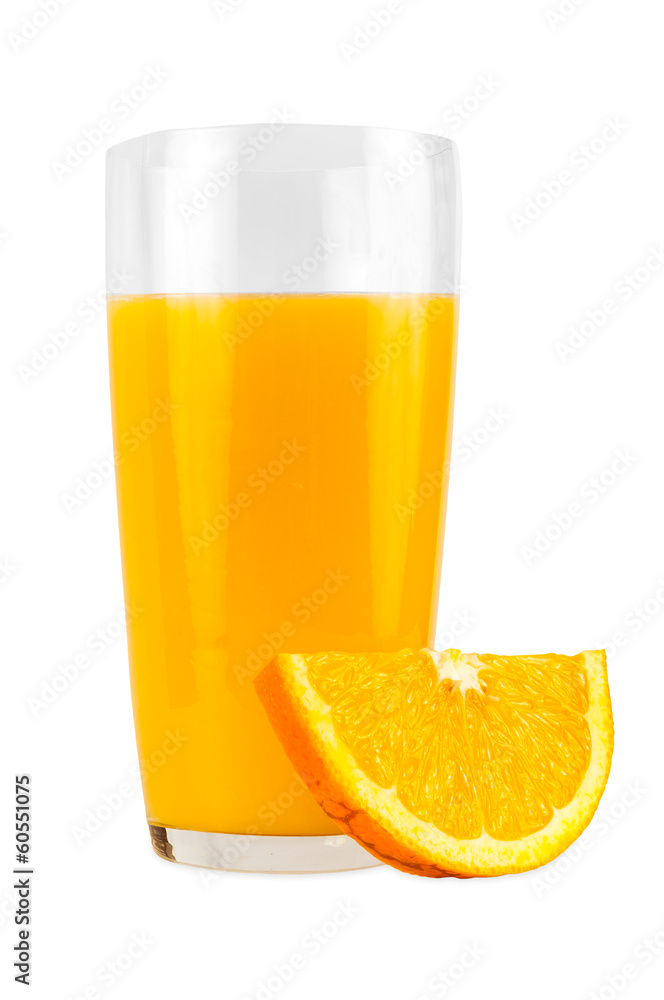 Orange juice and slice of fruit Orange juice and slice of fruit