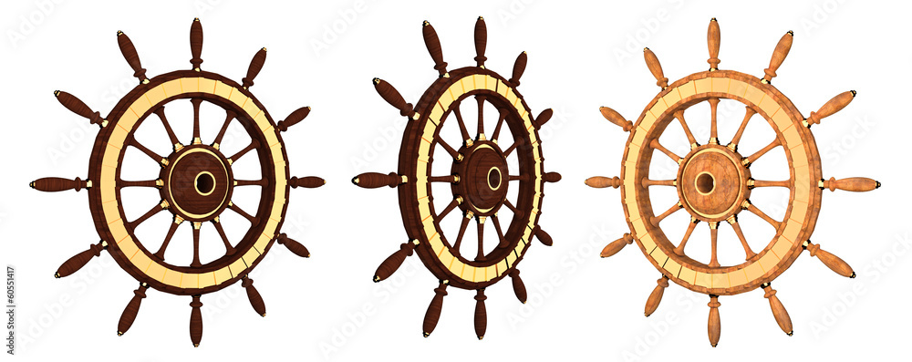 Wooden steering wheel of a ship Wooden steering wheel of a ship