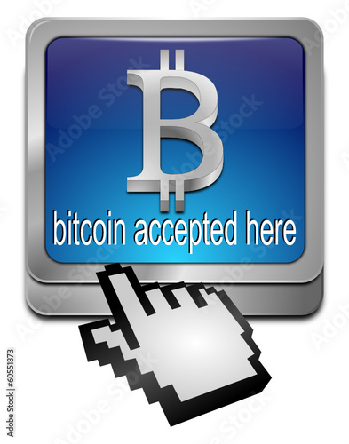 Bitcoin accepted here Button mit Cursor