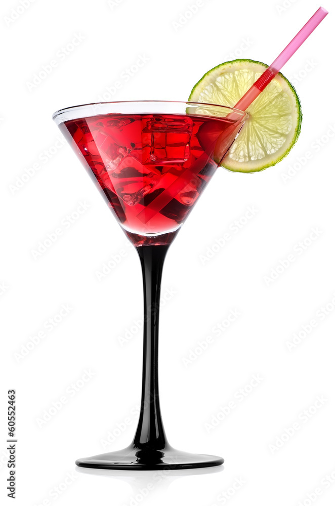 Red cocktail with lime Red cocktail with lime