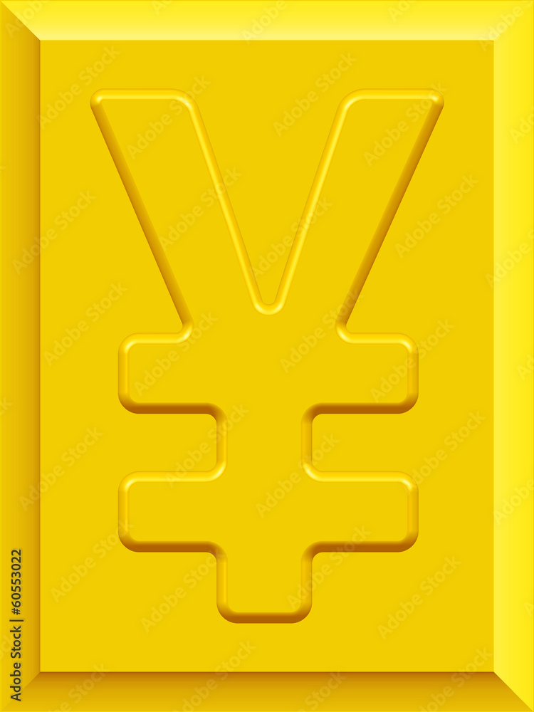 Obraz premium Yen on gold plate