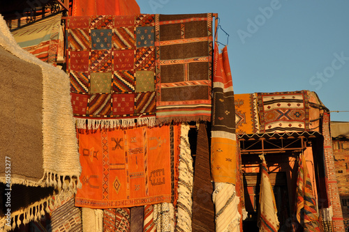 Colorful carpets in Jamaa el Fna Square, Marrakech photo