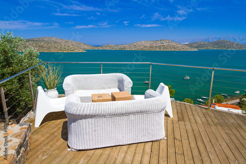 White sofas with Mirabello Bay view on Crete © Patryk Kosmider