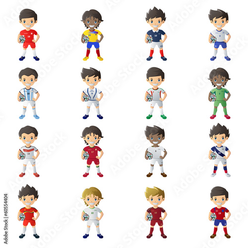 Boy wearing soccer jersey holding a soccer ball
