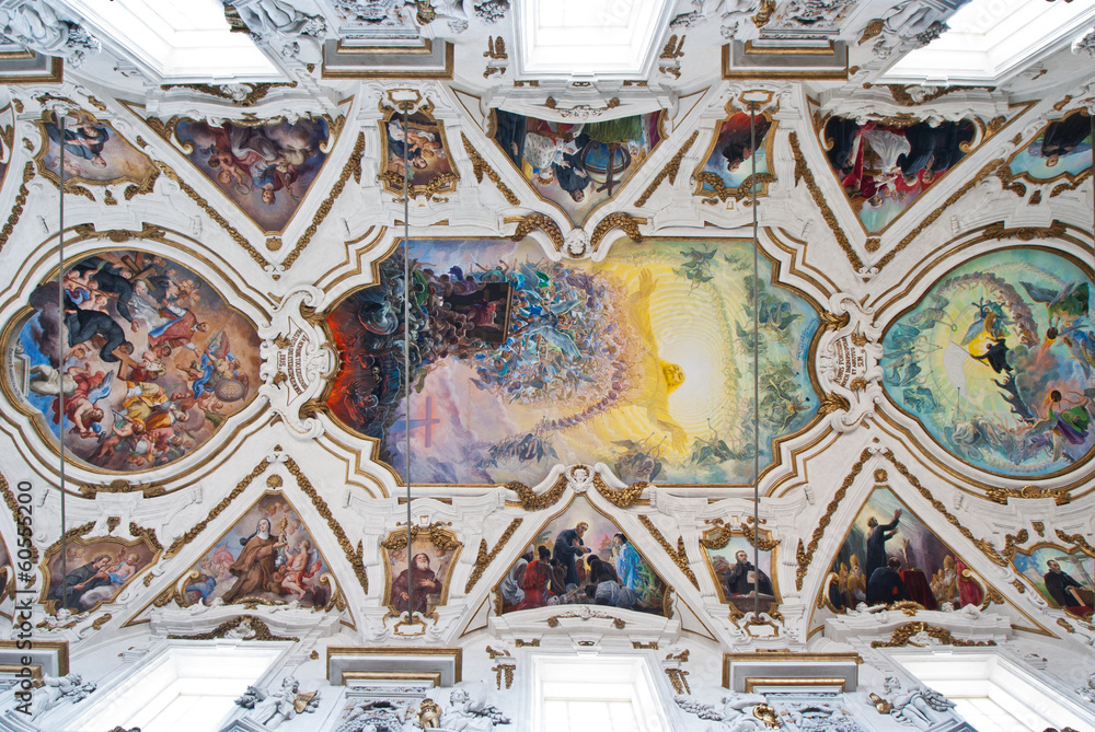 Cupola and ceiling of church La chiesa del Gesu or Casa Professa