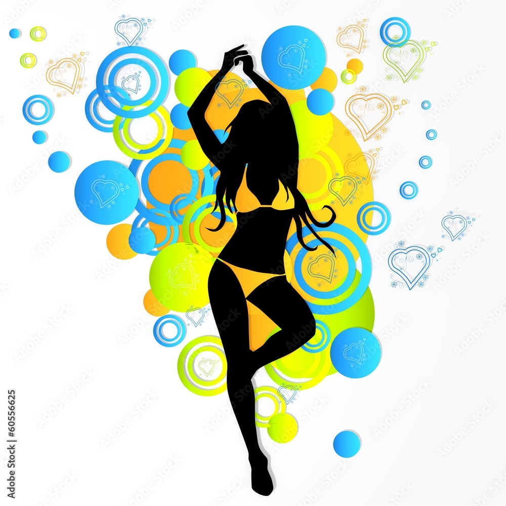 sexy woman silhouette with heart symbols sexy woman silhouette with heart symbols