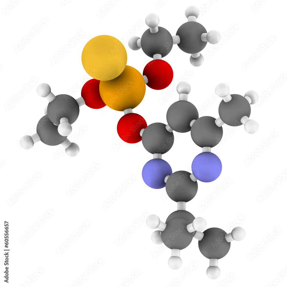 Diazinon organophosphate insecticide molecule.