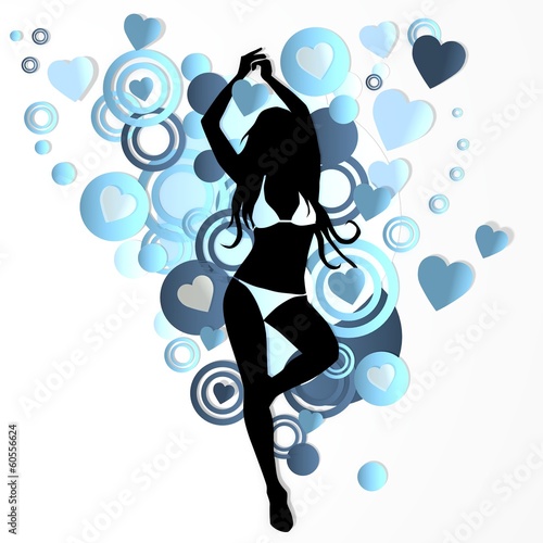 sexy woman silhouette with heart symbols