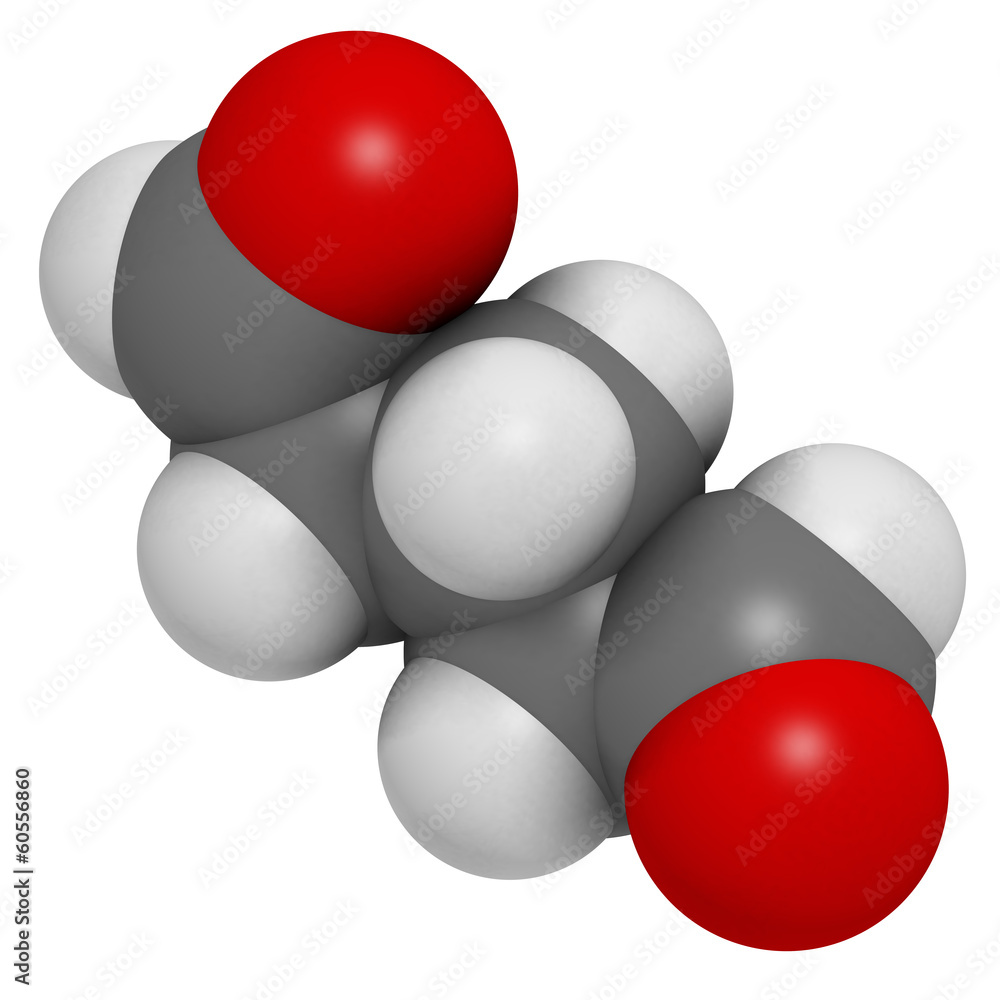 Glutaraldehyde (glutaral) disinfectant molecule. Glutaraldehyde (glutaral) disinfectant molecule.