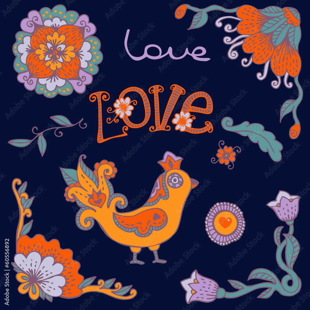Obraz premium Flowers and Bird
