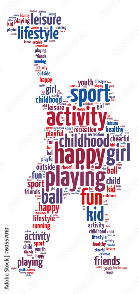 Words illustration of happy youth playing sports Words illustration of happy youth playing sports