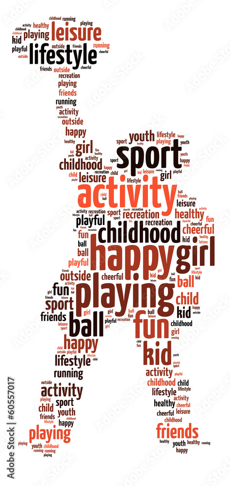 Words illustration of happy youth playing sports Words illustration of happy youth playing sports