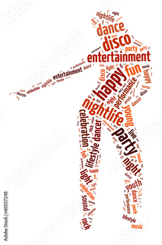 Words illustration of the nightlife and clubbing