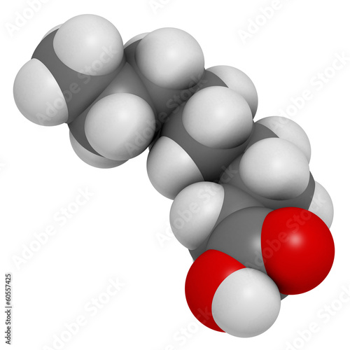 Nonanoic acid (pelargonic acid) molecule. photo