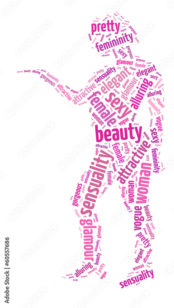 Fototapeta premium Words illustration of sexy, alluring woman over white background