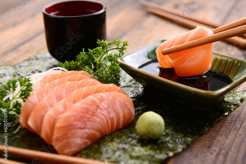 Japanese food - salmon sashimi