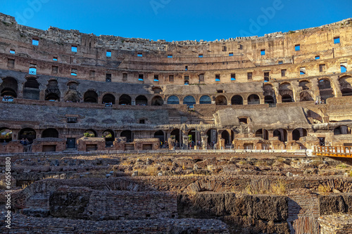 Interior Coliseum in Rome at sunset