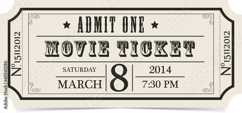 Retro movie vector ticket