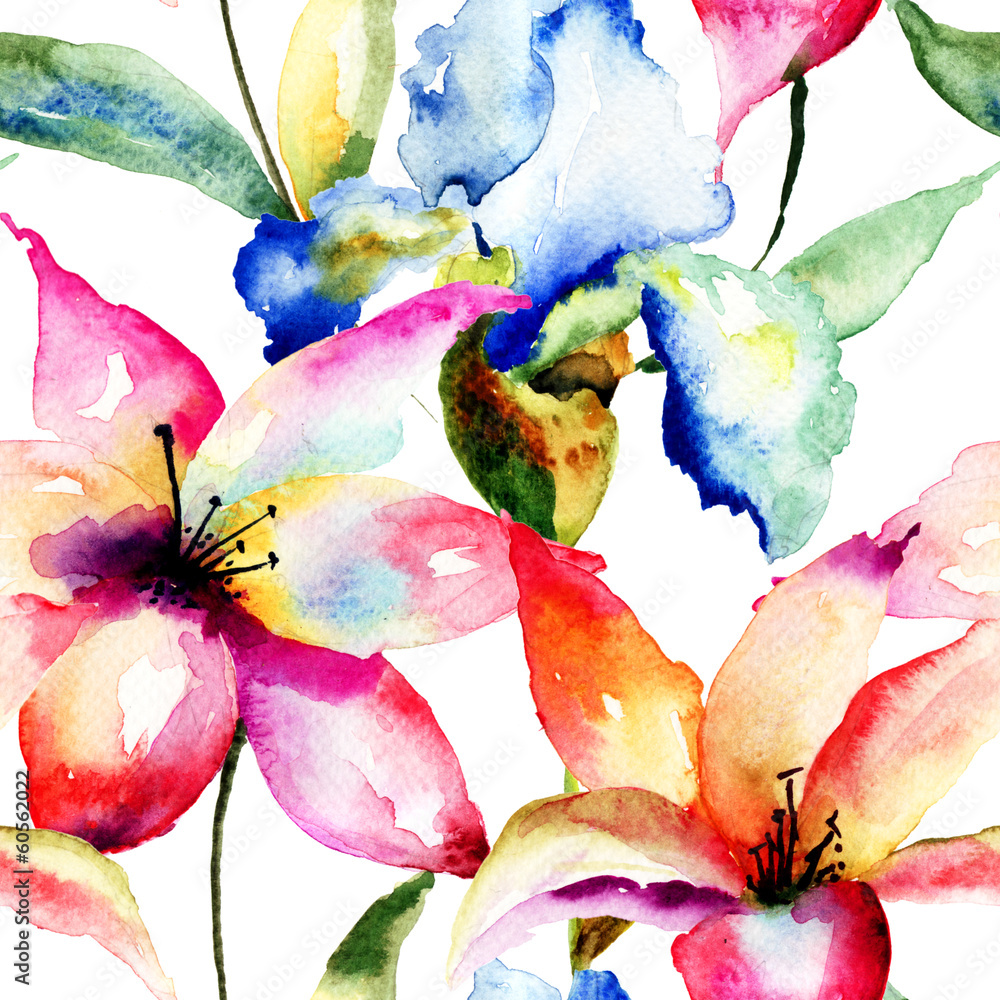 Obraz Tęczowe kwiaty malowane akwarelami