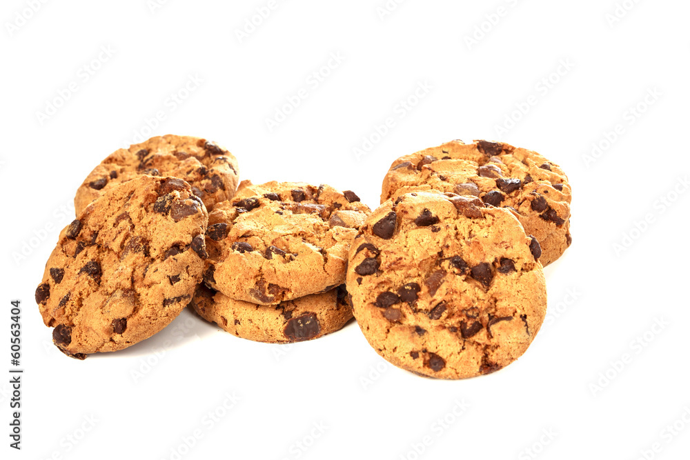 Chocolate chip cookies on white background Chocolate chip cookies on white background