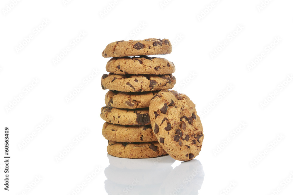 Chocolate chip cookies on white background Chocolate chip cookies on white background