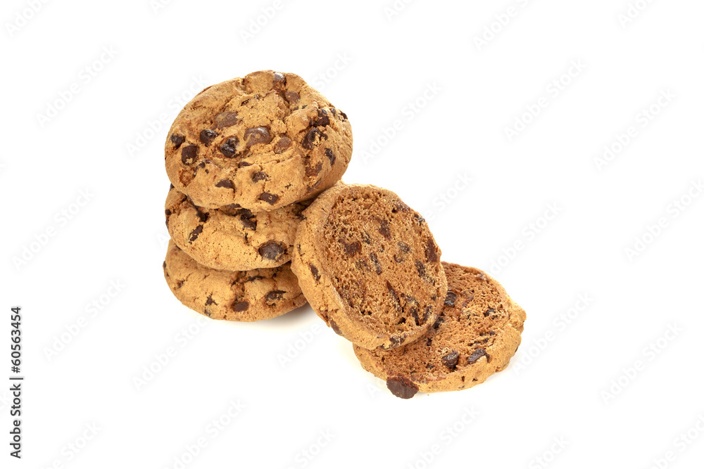 Chocolate chip cookies on white background Chocolate chip cookies on white background