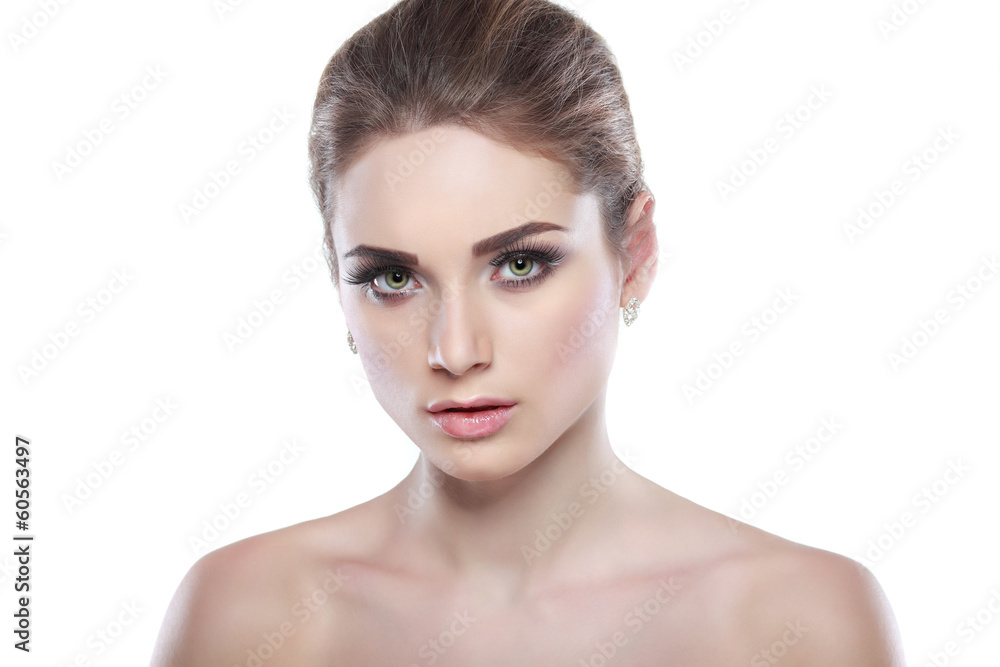 portrait whiteheaded young woman on a white portrait whiteheaded young woman on a white