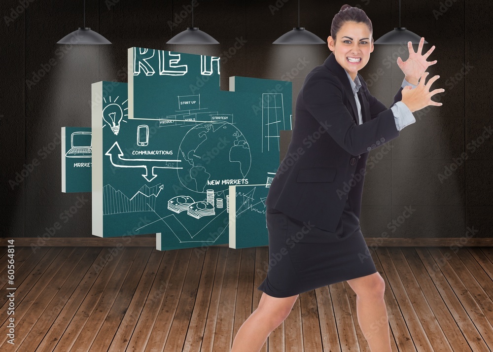 Composite image of angry businesswoman gesturing Composite image of angry businesswoman gesturing