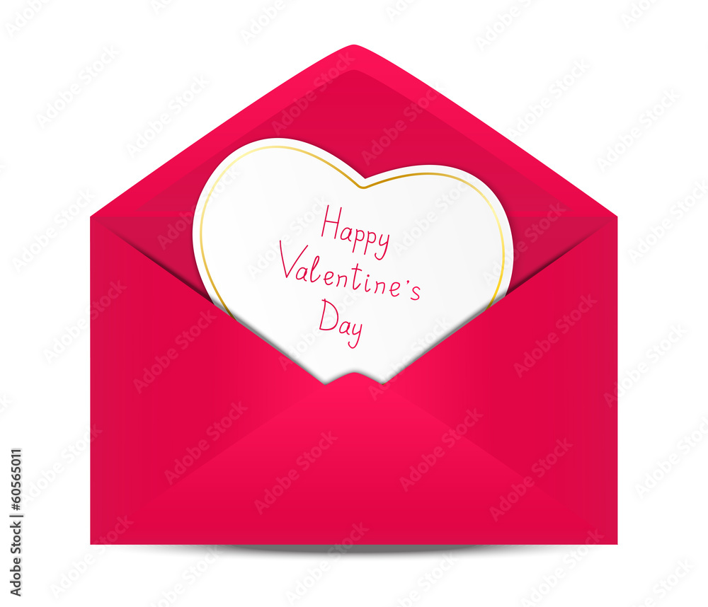 Valentines day card in paper envelope
