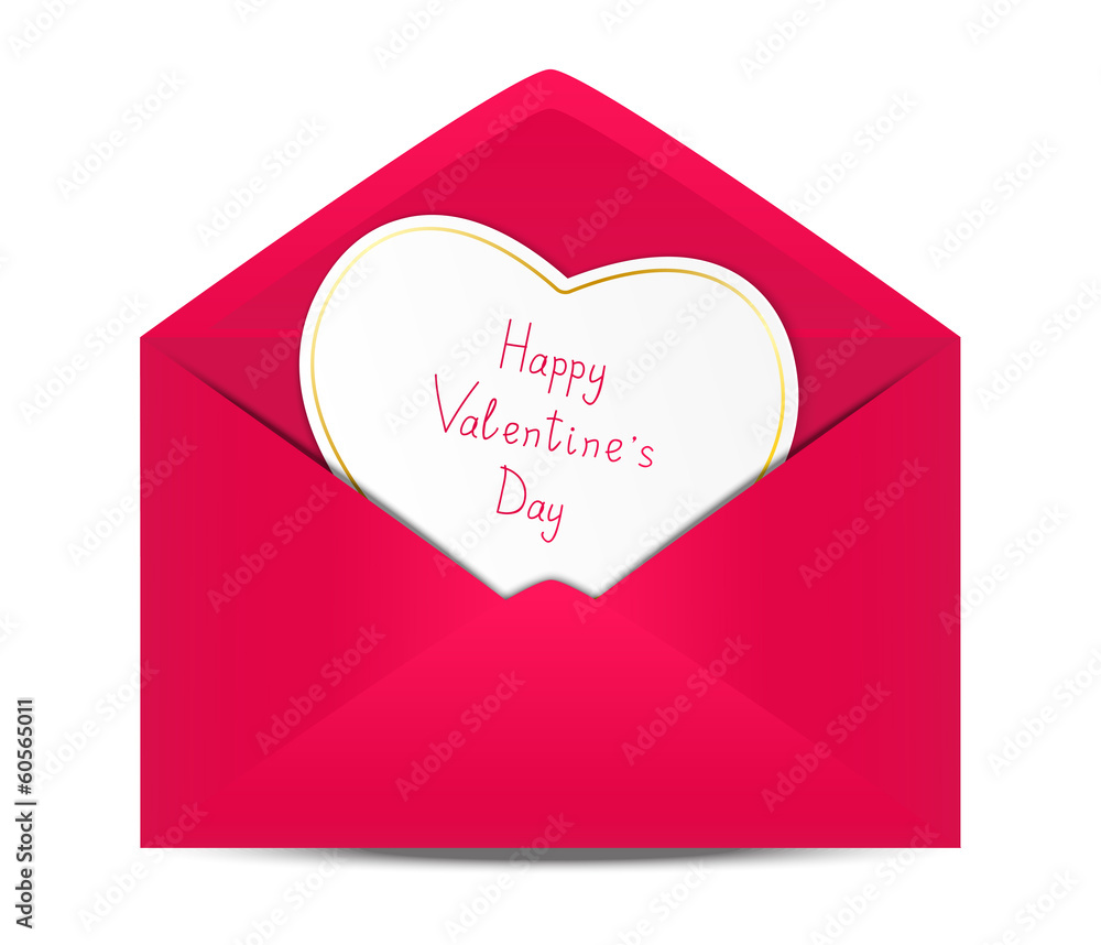 Valentines day card in paper envelope Valentines day card in paper envelope