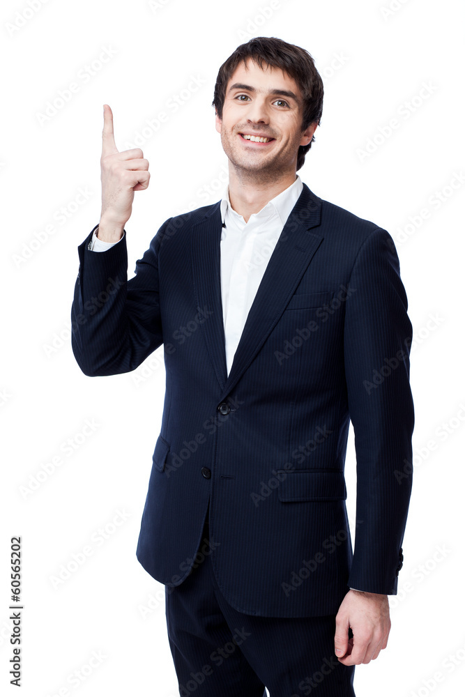 businessman pointing at copy space businessman pointing at copy space