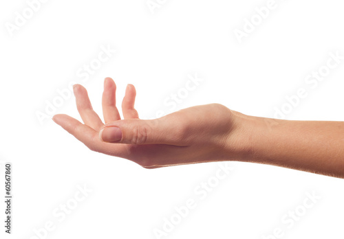 Asking human hand on white background