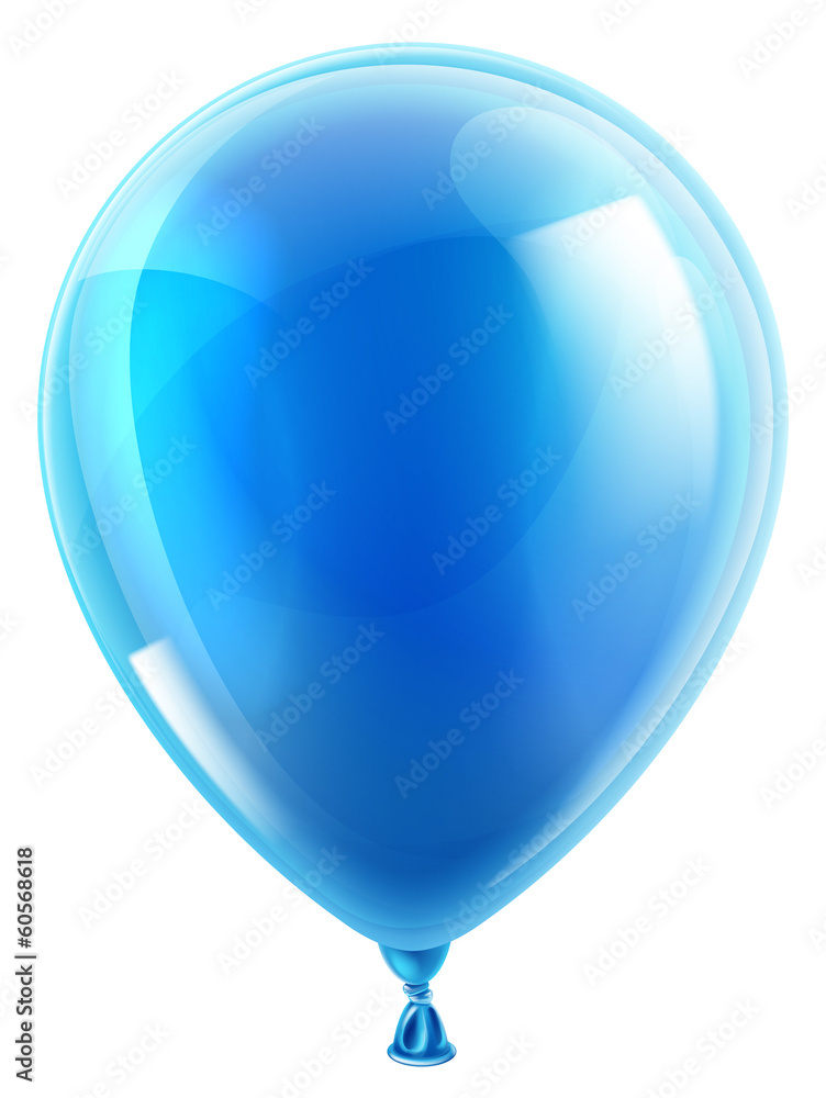 Blue birthday or party balloon - obrazy, fototapety, plakaty 