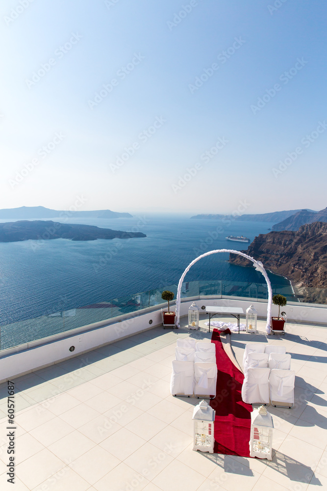 Romantic place for wedding ceremony in Santorini island
