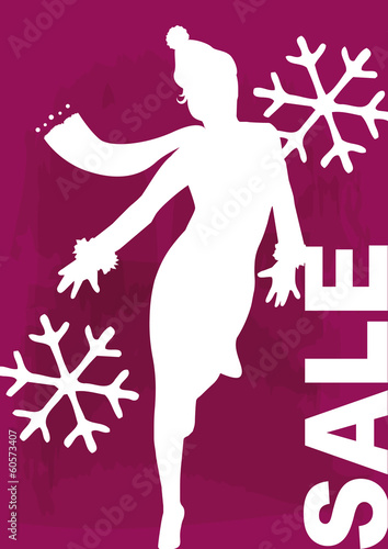 red winter sales banner,  percentage sign